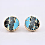 Blue and Black Turquoise Inlay Stud Earrings