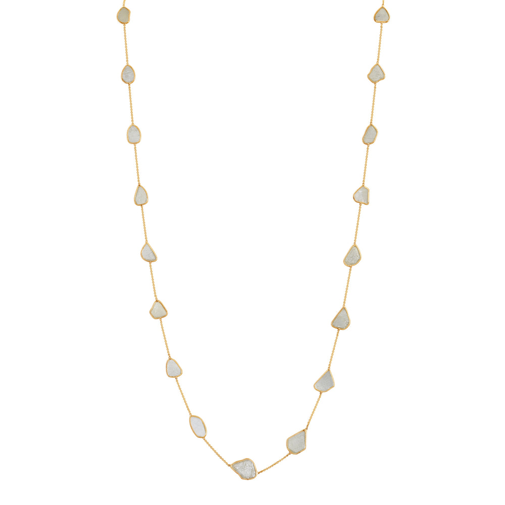 18K Organic Diamond Slice Necklace - Yellow Diamonds