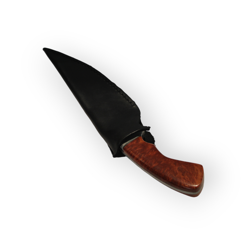 Brown Mallee Burl Handle Damascus Knife