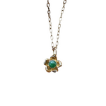Green Jade and 18k gold Dainty Flower Pendant