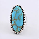Oval Saw Cut Sterling Silver & Turquoise Ring