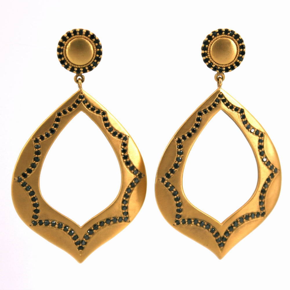Acorn Earrings with Black Diamonds