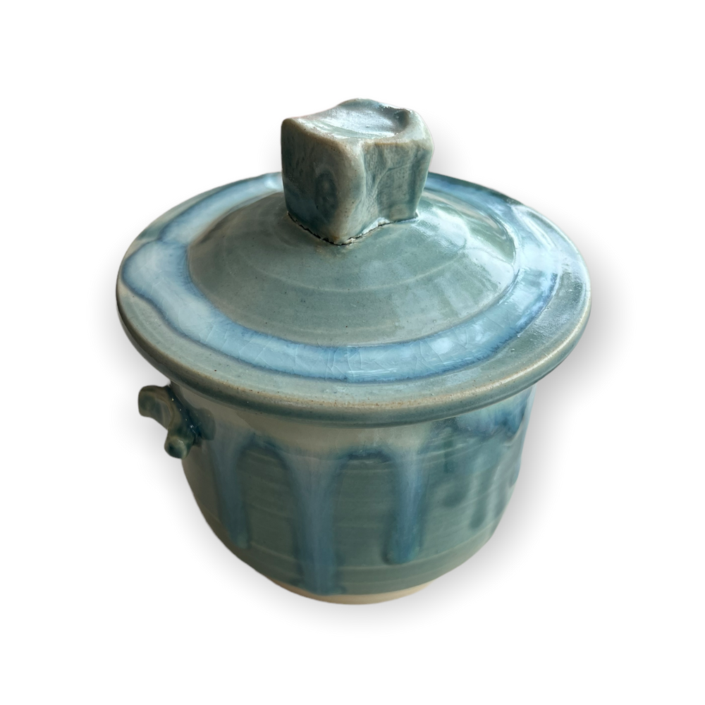 Small Blue-Green Canister with Lid