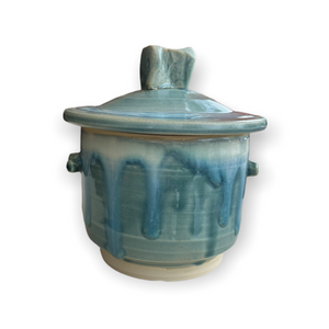 Small Blue-Green Canister with Lid
