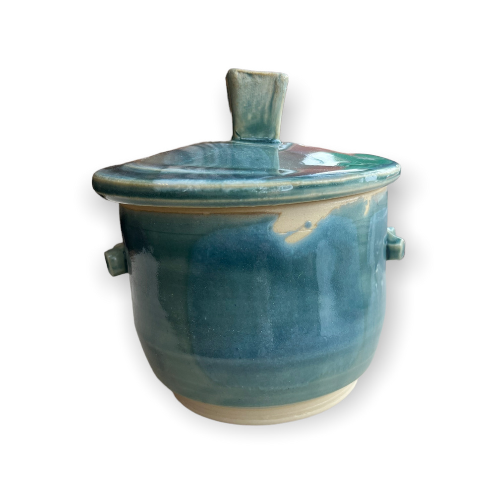 Small Blue-Green Canister with Lid