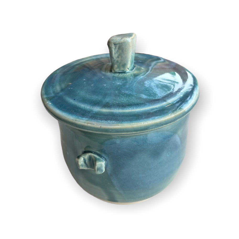 Small Blue-Green Canister with Lid
