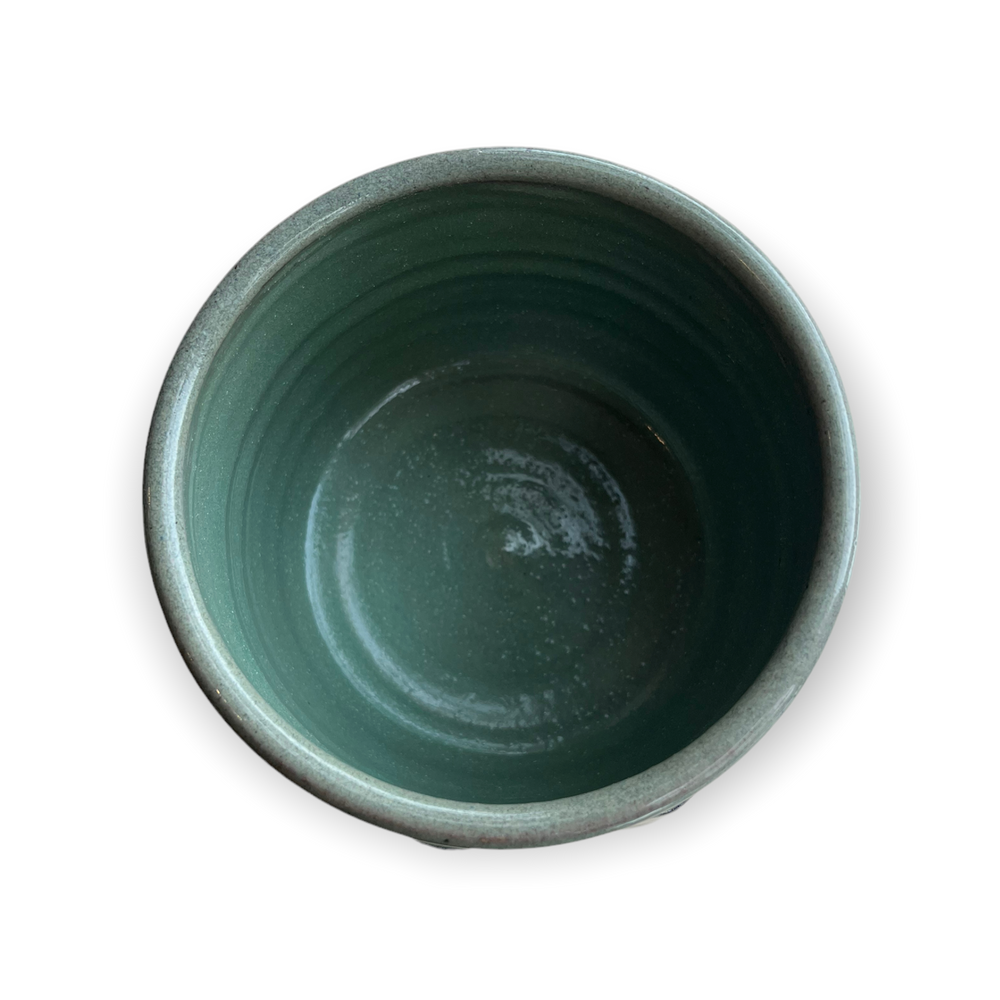 Olive Green Bowl with "Shaved" Edges