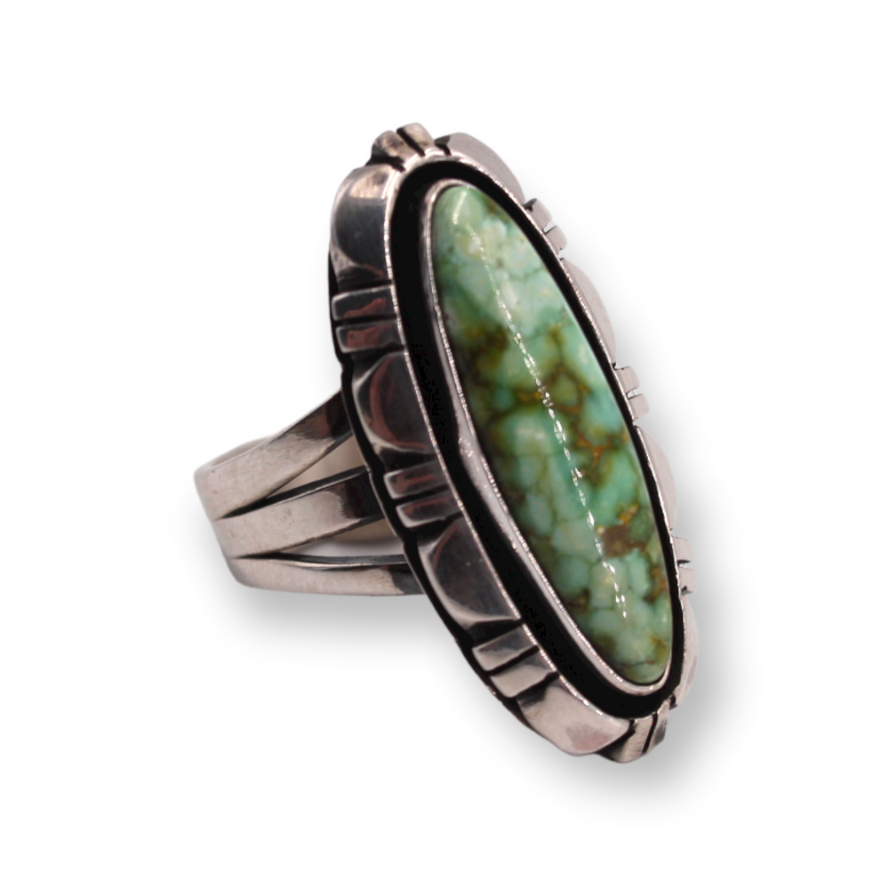Oval Green Turquoise Ring