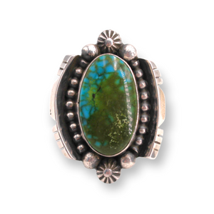 Large Oval Blue And Green Turquoise Ring