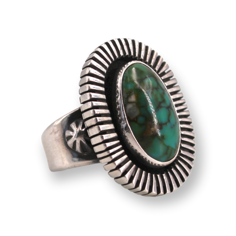 Oval Dark Green Turquoise Ring