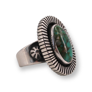 Oval Dark Green Turquoise Ring
