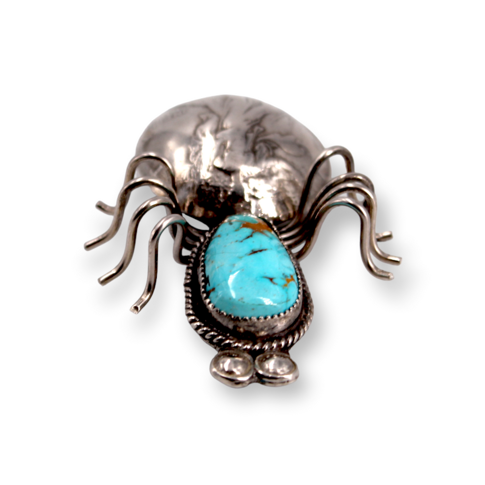Walking Liberty Half Dollar Spider/Bug Pin with Blue Turquoise