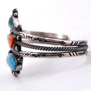 Turquoise and Spiny Oyster Three Band Cuff - Bernyse Chavez