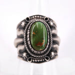 Royston Turquoise Wide-Band Ornate Ring, size 9.