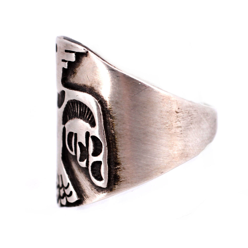 Wide Band Stamped Thunderbird Ring