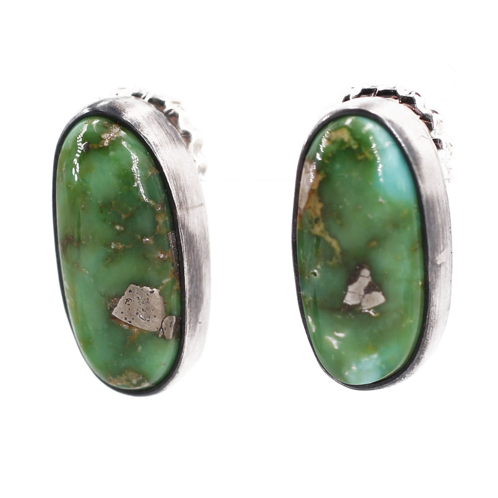 Oval Green Turquoise Stud Earrings