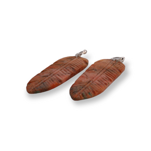 Carved Sponge Coral Feather Earrings