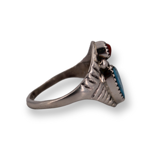 Turquoise And Coral Ring