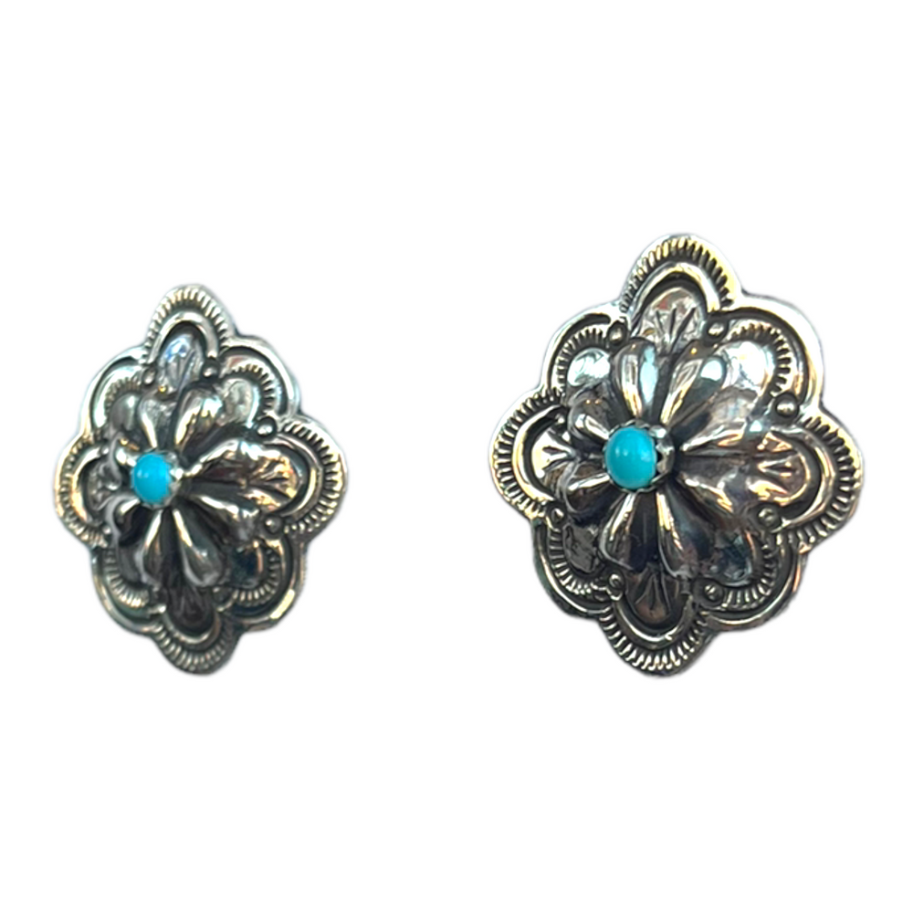 Concho Post Earrings with Turquoise