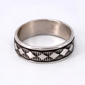 Triangle Stamped Sterling Silver Band Ring