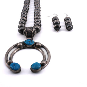 Gilbert Martin Navajo Pearl & Turquoise Naja Pendant Necklace & Earrings Set