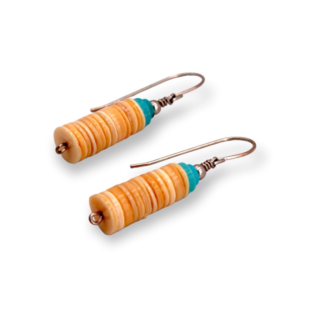 Spiny Oyster And Turquoise Heishi Bead Necklace Set