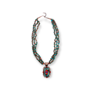 Turquoise And Red Spiny Oyster Necklace