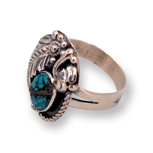 Turquoise And Leaf Ring