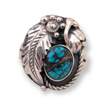 Turquoise And Leaf Ring