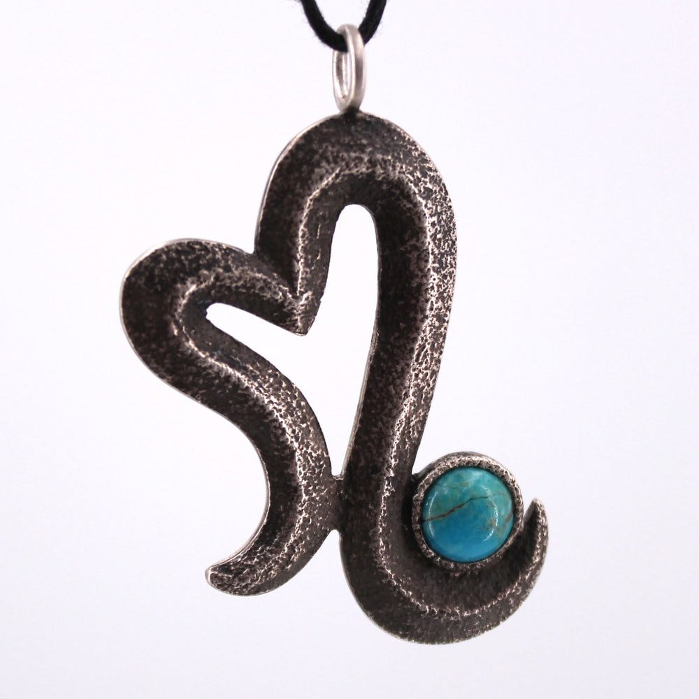 Lee Begay Sandcast Heart w/ Turquoise Pendant