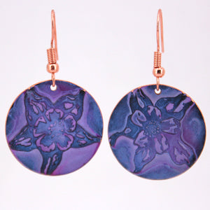 Columbine Purple Copper Earrings