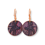 Dragonfly Purple Round Copper Earrings