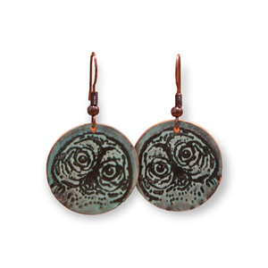Curious Owls Blue Round Copper Earrings