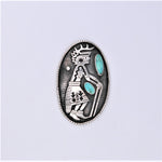 Sterling Silver Kachina Dancer with Turquoise Pin