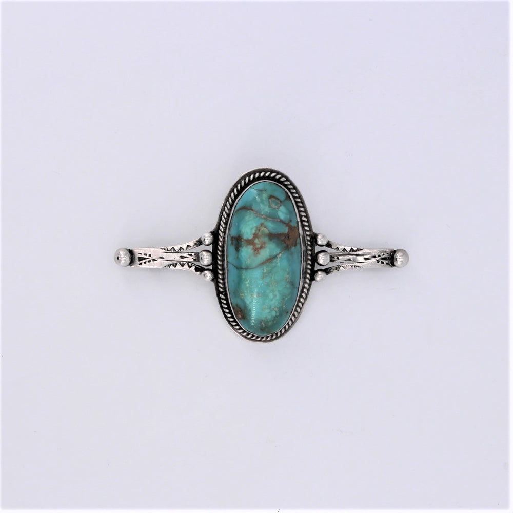Green Turquoise & Sterling Silver Pin