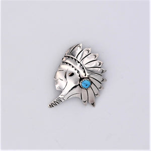 Vintage Sterling Silver & Turquoise Head Dress Pin