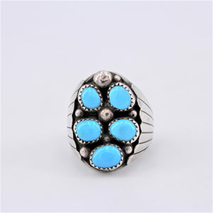 5 Turquoise Nugget & Sterling Silver Ring