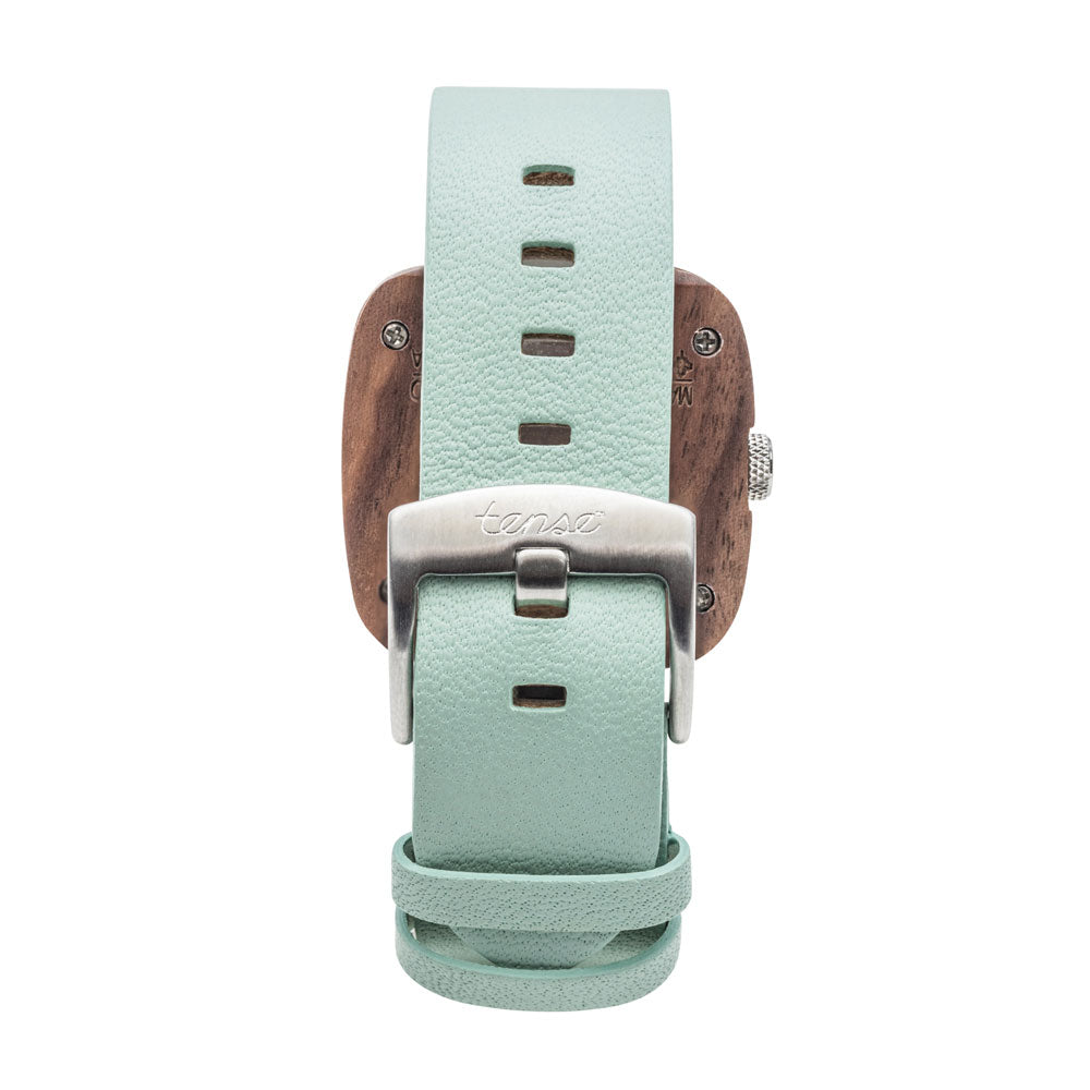 Robson Wooden Watch with Walnut and Mint Leather