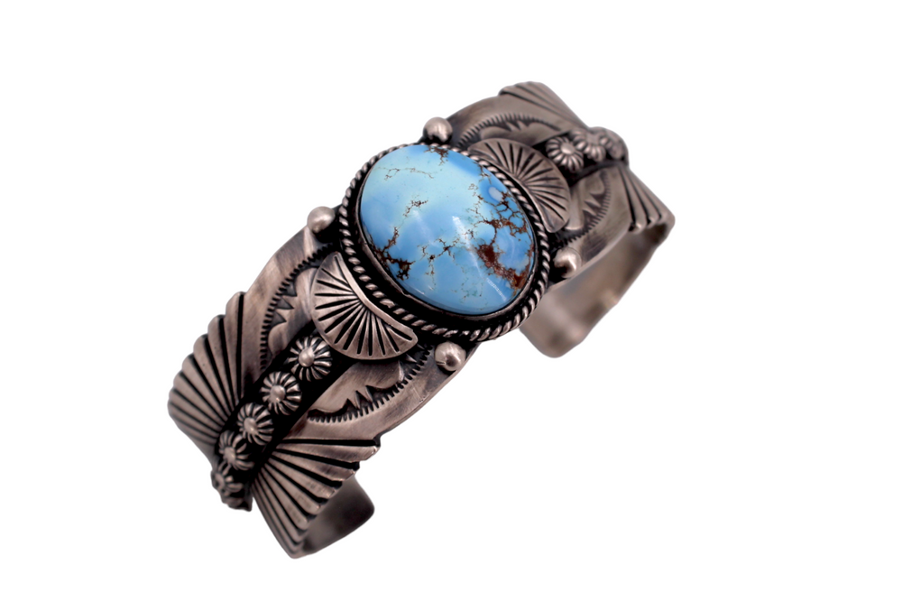 Oval Shaped Golden Hill Turquoise Cuff