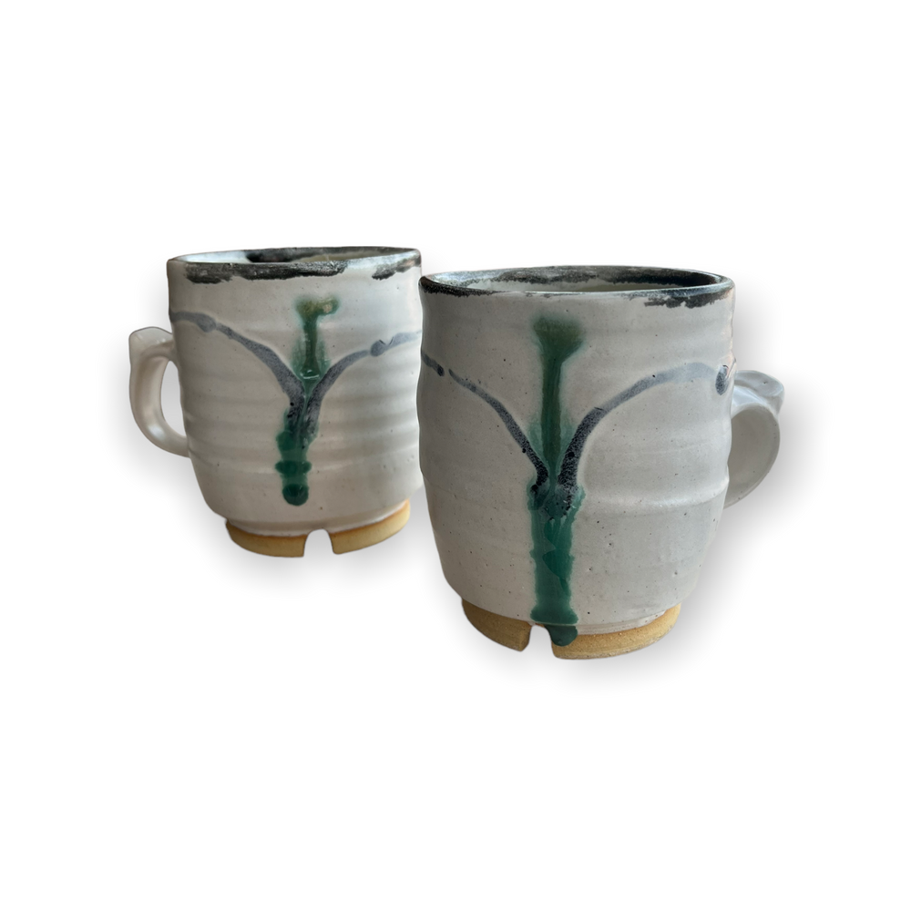 White/Green Ceramic Mug