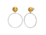 Hoopla Earrings, large round Front Hoop, 'kissed' with 24k Gold