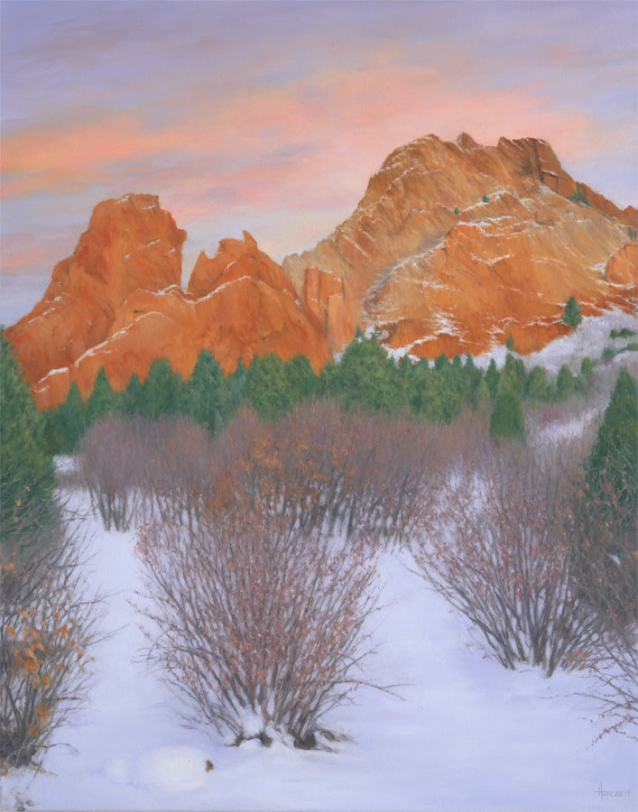 "Winter Sunset at the Garden of the Gods" Print by Christopher Hureau