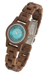 Mini Hampton II Wooden Watch in Walnut/Teal